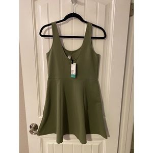 H&M Conscious Short Skater Dress, Green, Size 10 US